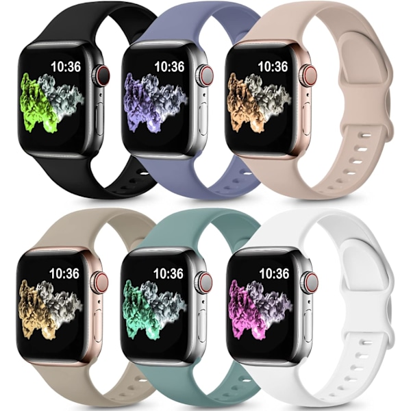 Rem kompatibel med Apple Watch Band 40mm 38mm 41mm 42mm 6 stk 3 6pcs 3