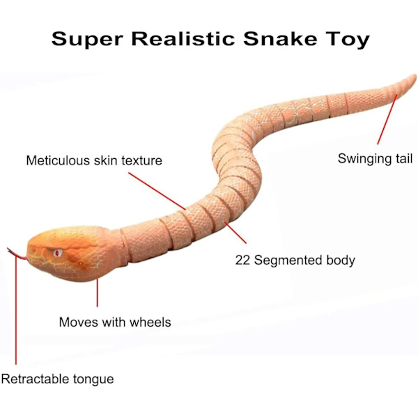 Realisttisk Fjernstyret Slange Legetøj, Hurtig Bevægelse, Simuleret Falsk Klapperslange, Robot Legetøj, Batteridrevet Slangeæg Kontrol, USB Opladning (Orange)