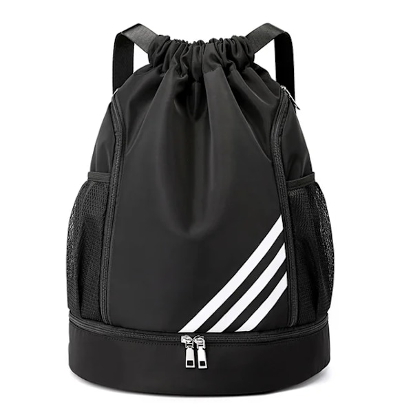 Sports Ryggsekk Fotball Snøring Bag Snøring Ryggsekk Gym Ryggsekk Muti Lommer for Reiser Fotturer Black