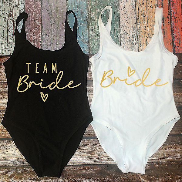 S-3xl Print Team Bride Badedragt i ét stykke Kvinder Badetøj Polterabend Badedragt Sommer Strandtøj Badedragt rød red L