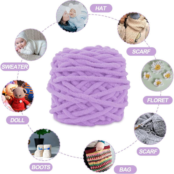 Garn 4x Garn för Virkning, Mjukt Chunky Garn för Garnprojekt lotus root purple