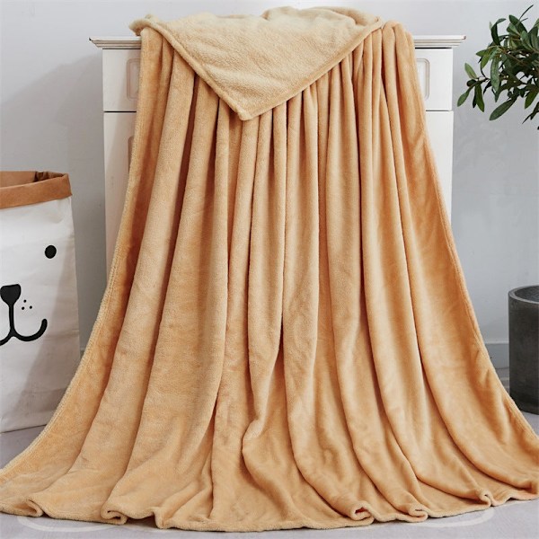 Yksivärinen fleece-peitto lahja Ilmastointipeitto Flanellipeitto Joogapeitto Beige 50 * 70cm lemmikkieläinpeitto