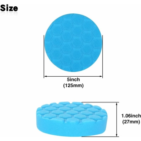 5 stk 125 mm bilpoleringspads, Hex Logic Buffing Pad Polishing