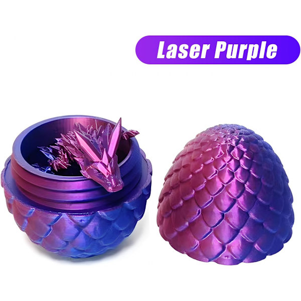 Påskedrager 3D-utskrevne drageegg med drage inni Krystalldrage Fidget-leketøy for full ledd drage for voksne for hjemmekontor dekorasjon Laser Li Laser Purple