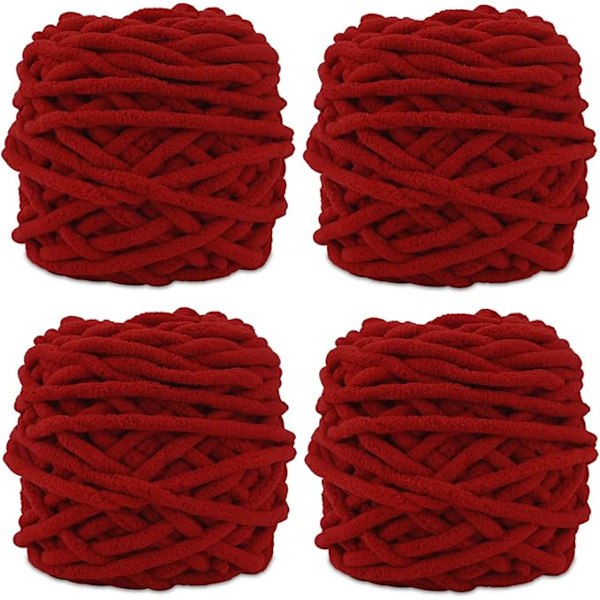 Stickgarn 4x Stickgarn för Virkning, Mjukt Chunky Garn för Garnprojekt wine red