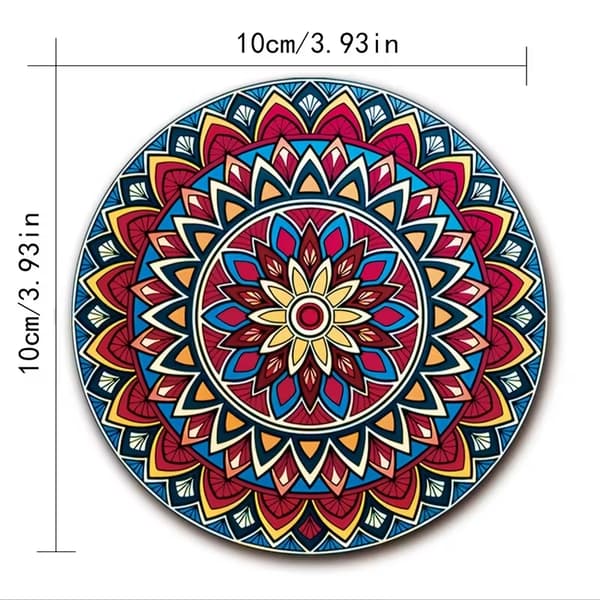Træ Mandala Coaster Sæt 8 stk. 10x10cm til Hjemmebar Kontor 10x10cm
