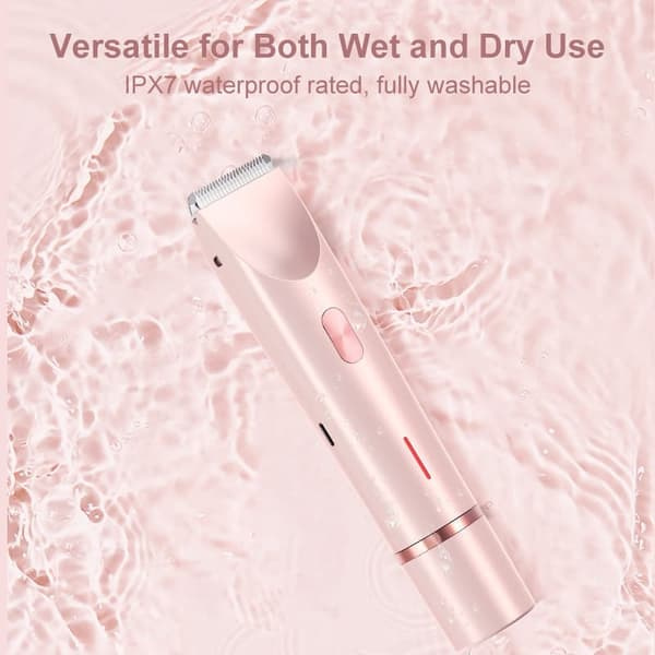 2-i-1 Bikini Trimmer til Kvinder - Vandtæt Elektrisk Barbermaskine Type-C Pink pink