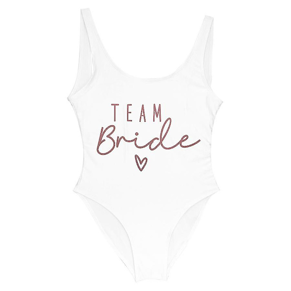 S-3xl Print Team Bride One Piece Badedragt Kvinder Badetøj Polterabend Badedragt Sommer Strandtøj Badedragt rose white rose white S