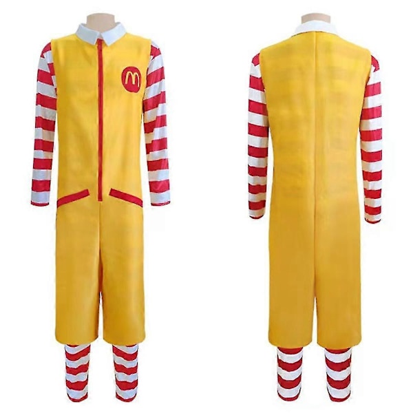 Ronald McDonald Clowndräkt Röd Gul Festkläder Vuxna Herrar Rolig Halloween Karneval Party Cosplay Kläder XL