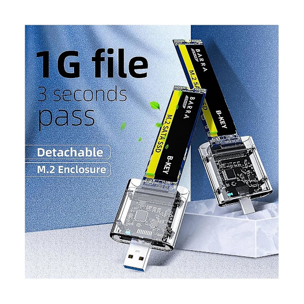 M2 SSD-hus M.2 til USB 3.0 5gbps Høyhastighets SSD-hus for SATA M.2 NGFF SSD 2242 2260 2280mm Ca