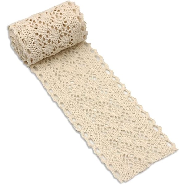 Meterbredd 5,8 cm virkad spetskantband, vintage stil, beige spetsband, elfenbensfärgad spetskantband för DIY