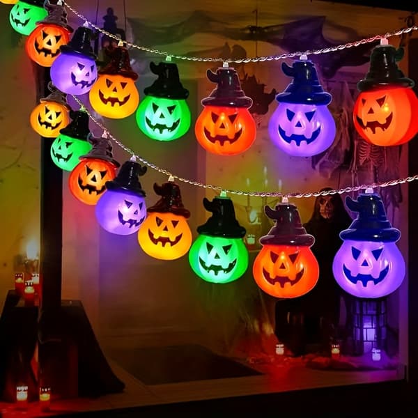 Halloween græskarperle lyskæde til indendørs og udendørs dekoration 1,5 meter, 10 lys Polychrome 20L