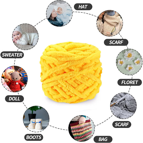 Stickgarn 4x Stickgarn för Virkning, Mjukt Chunky Garn för Garnprojekt Goose yellow