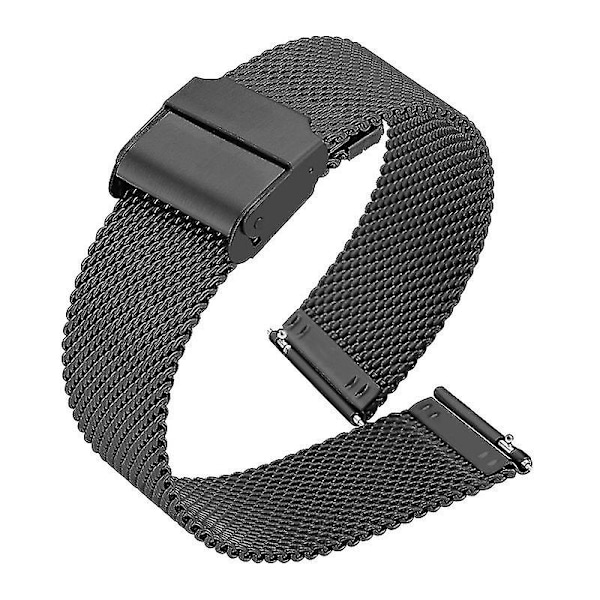 121314151617182022mm Milanese Loop Snabbfäste Armband i Rostfritt Stål för Män Kvinnor Mesh Metall Ersättningsarmband Klockarmband Svart Black 20mm