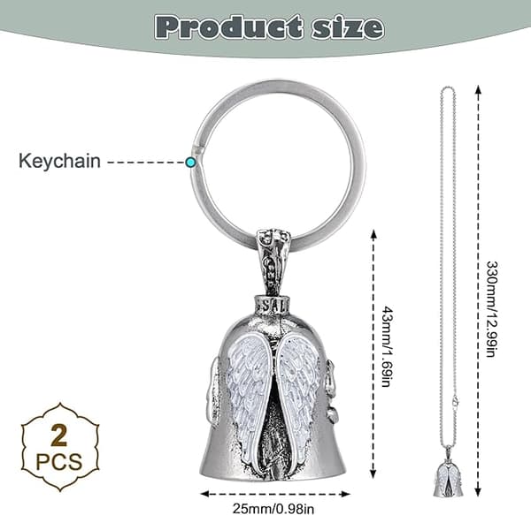 Guardian Bell Keychain for Motorcycles with Chain & Ring