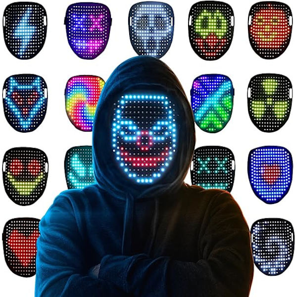 LED-naamio eleohjauksella, hieno kasvoja muokkaava naamio, täydellinen lahja Halloweeniin, jouluun, syntymäpäivään, roolipeleihin, juhliin