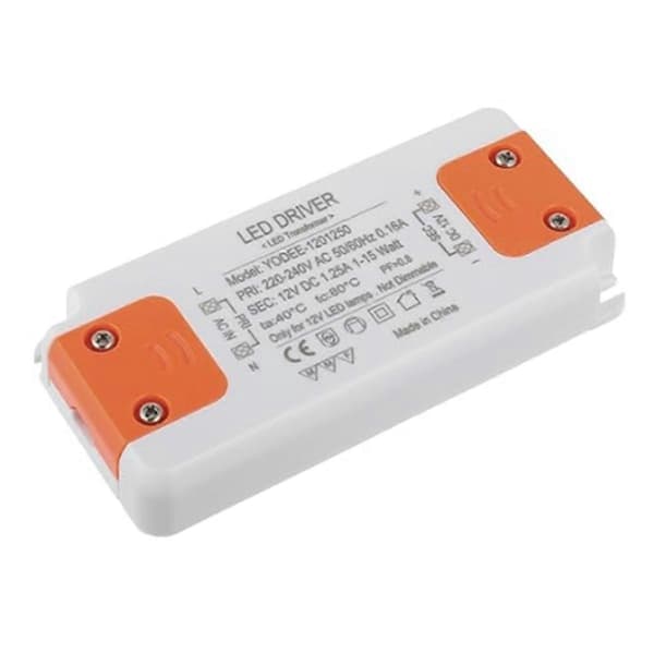 12V 15W LED Transformer LED Lågspänningstransformator Tyst LED Driver Strömförsörjning för G4 MR16 MR1