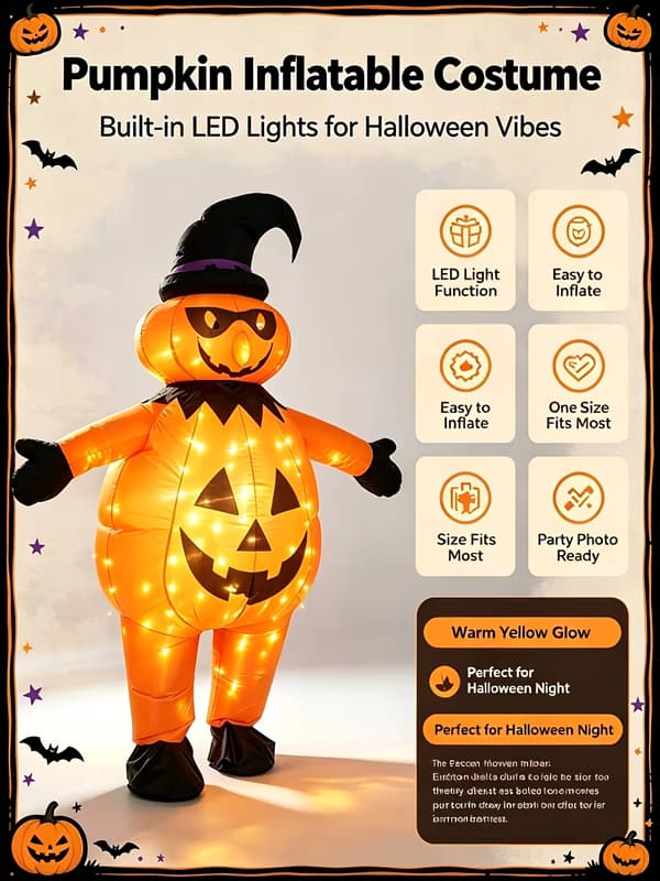 Halloween oppustelig græskar kostume voksen heksehat rollespil outfit til mænd Orange One-size