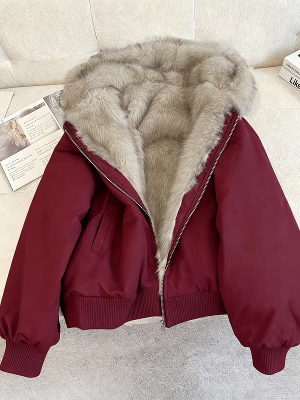Damjacka Höst Vinter Chic Färgblock Vävd Ytterkläder S Deep Red