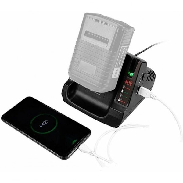 36V 40V MAX Batteriladdare med 2USB Ersättning för Black+Decker
