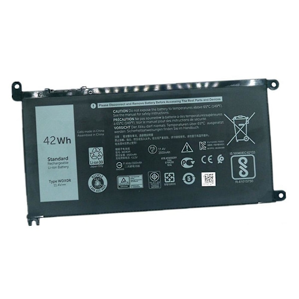 11,4v 42wh Wdx0r Laptop-batteri for 14 5368 5567 7560 5767 7472 7460 7368 7378 5565 3488 3580