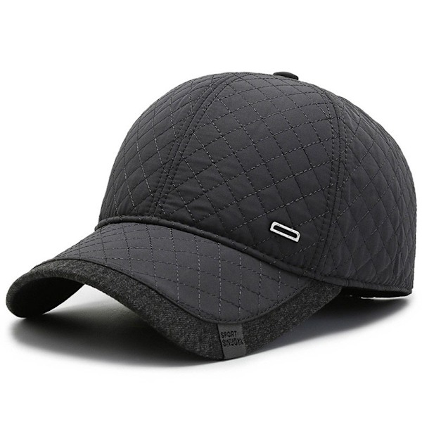 2 ST Mellemaldrende herre kasket med cap øreklapper SORT&GRÅ black&grey