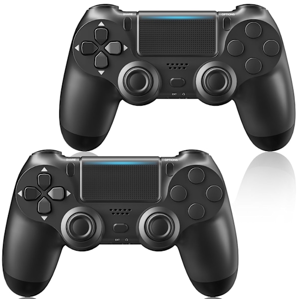 Trådlösa Handkontroller 2-pack för PS4/Slim/Pro, Handkontroller för PlayStation 4 med Dubbel Vibration/3,5mm Ljud/Laddningsport och 2 st Kablar svart black