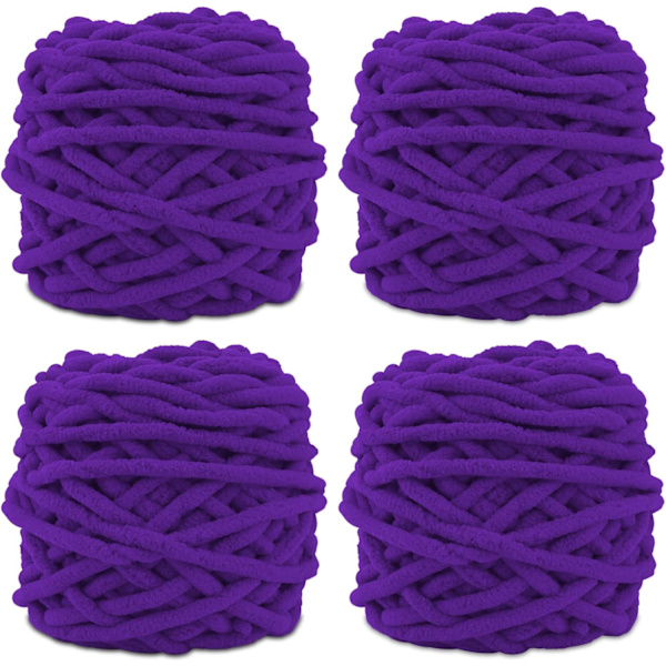 Stickgarn 4x Stickgarn för Virkning, Mjukt Chunky Garn för Garnprojekt deep purple