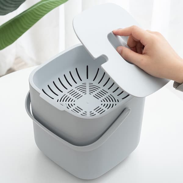 Organic Kitchen Container 6.5L Compost for Organic Waste Dishwasher Safe Odorless with Removable Colander and Lid