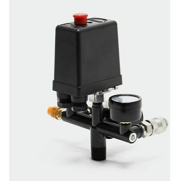 Trykkregulator med trykkbryter for kompressor Trykkbryter med 2 displayer
