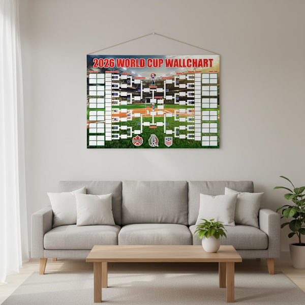 VM-kampprogramplakat, med både samle- og dekorationsfunktioner. Fodboldrelaterede merchandise-dekorationer[ROG]