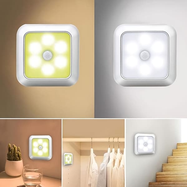 LED bevægelsessensorlamper batteridrevne udendørs indendørs væglampe til trappe skab gang Cold Light 8pcs