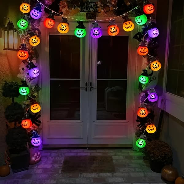 Halloween græskarperle lyskæde til indendørs og udendørs dekoration 1,5 meter, 10 lys Polychrome 20L