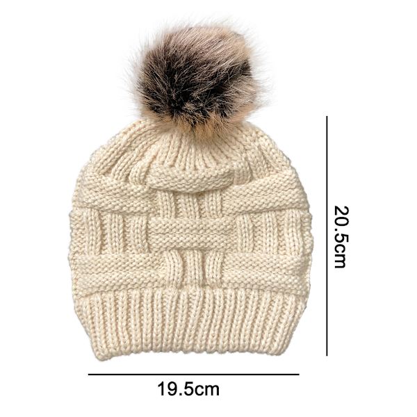 Vintermössa för kvinnor, hårskyddsmössa kabelstickad mjuk mössa med satin foder, snömössor för kvinnor, beige