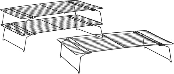 Non-stick cooling rack cake stand baking tool bread drying net rack thickened black cake upside down stand three-layer foldable cooling rack