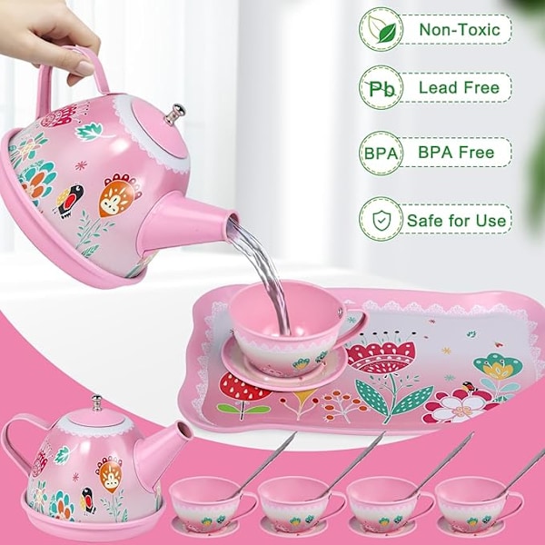 Prinsesse Teselskap Sett med Desserter & Koffert, Leke for Jenter 3-6 År