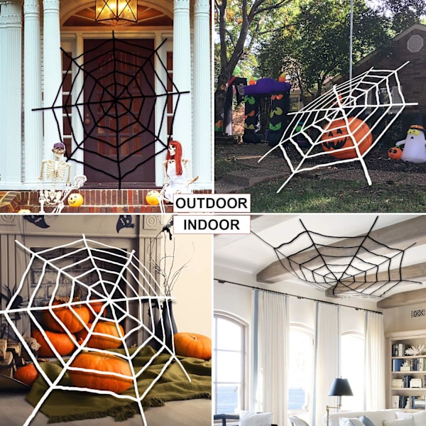 Halloween-festdekorationer, spindelvævsdekorationer, 1 sort uld c
