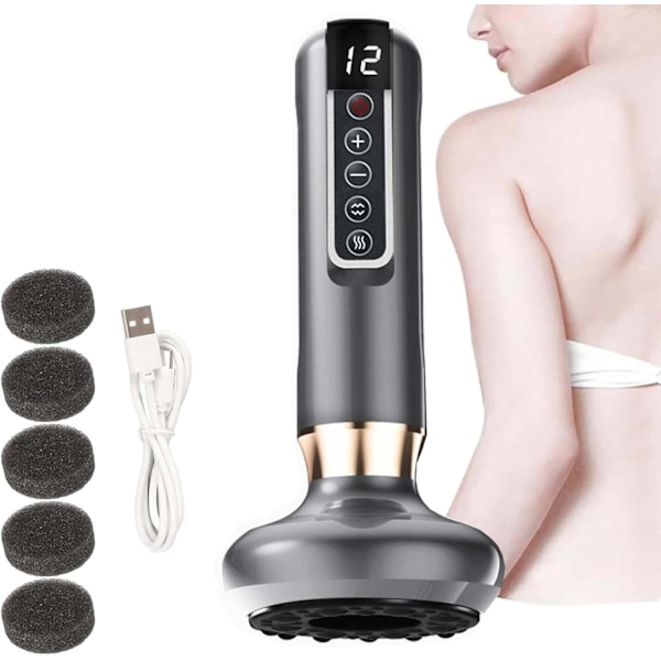 Påskrea! Högkvalitativ Anti Cellulit Massagekoppning, 12 Nivåer Justerbar Handhållen Kroppsfett Massager för Mage Lår (Grå) - Perfekt