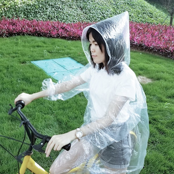 10 stycken Transparenta Engångs Regnponchos med Huva
