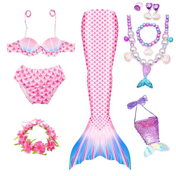 9-delad sjöjungfrufena baddräkt prinsessa bikini monofena badkläder set MY14 MY14 MY14 150