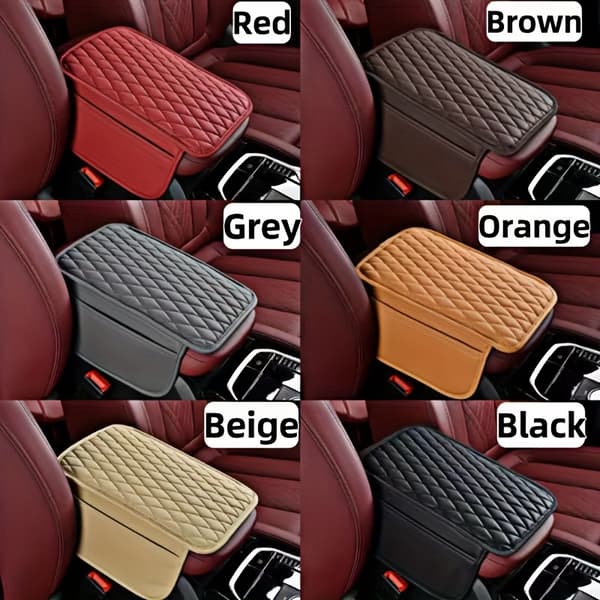 Bilarmstödslåda Matta PU Läder Förvaringsskydd för Bilinteriör 1pc Orange+Brus