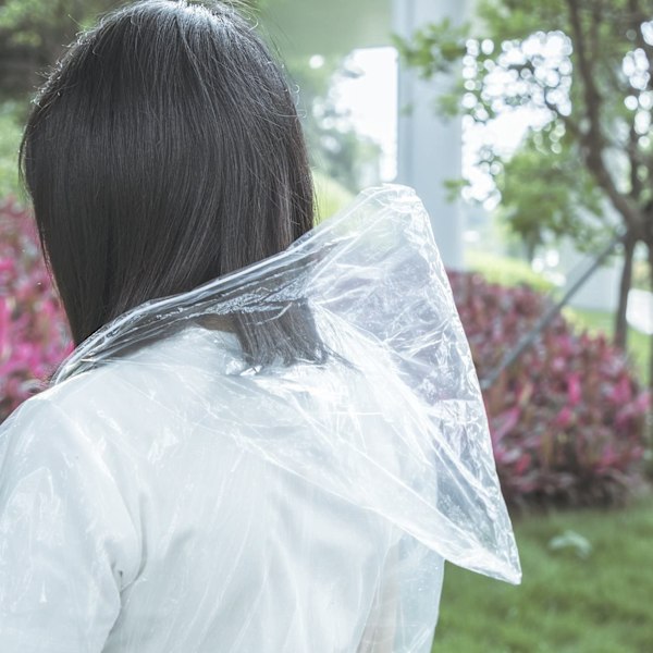 10 stycken Transparenta Engångs Regnponchos med Huva