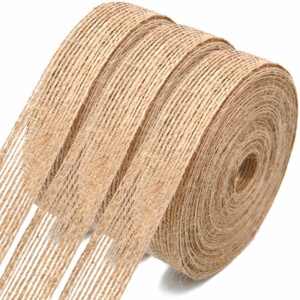 3 rullar Jute Craft Ribbon Burlap Ribbon Presentband 30M Rustik Hessian Ribbon (2cm)