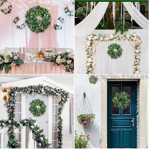 Kunstig Krans Dørkrans Velkommen Dørskilt Krans Dekoration Kunstig Blomsterkrans Hængende Lavendelkrans til Have Gård {F2]