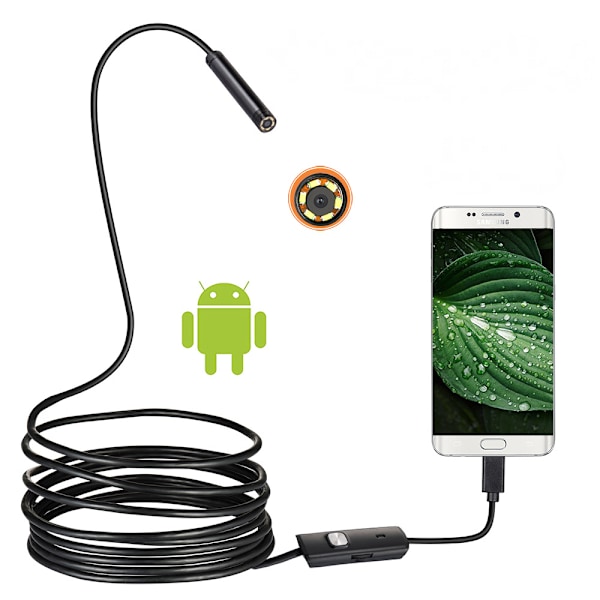 7,0 mm mjuk sladd Android-telefon levereras med kamera industriell endoskop pipeline dental auto reparation USB-kamera, 3,3 FT