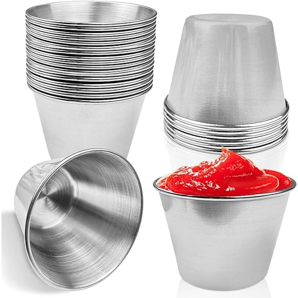 20 stk. sovseskåle, skål i rustfrit stål, små stabelbare dyppeskåle, sojasovseskåle, (75 ml)