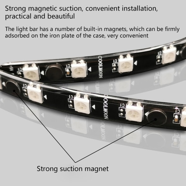 Magnetisk RGB LED-bakgrunnsbelysningsremsa med 4-pinners/ARGB digital PC for kabinettbelysning 5V ARGB