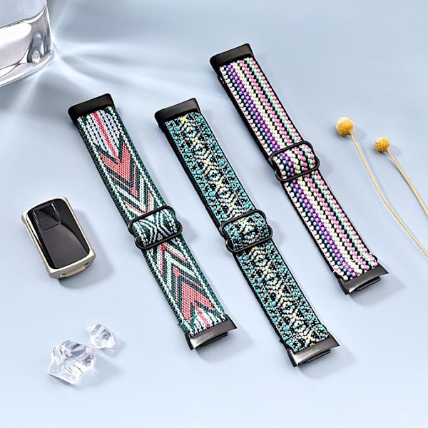 3 elastista ranneketta, yhteensopivia Fitbit Charge 5/Fitbit Charge 6 -rannekkeiden kanssa miehille ja naisille, hengittävät ja säädettävät C