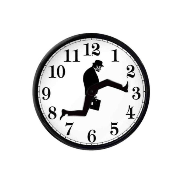 Inspirerad Silly Walk Väggklocka Kreativ Tyst Ljudlös Klocka Väggkonst för Hemmet (Svart)