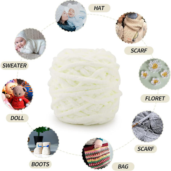 Stickgarn 4x Stickgarn för Virkning, Mjukt Chunky Garn för Garnprojekt cream